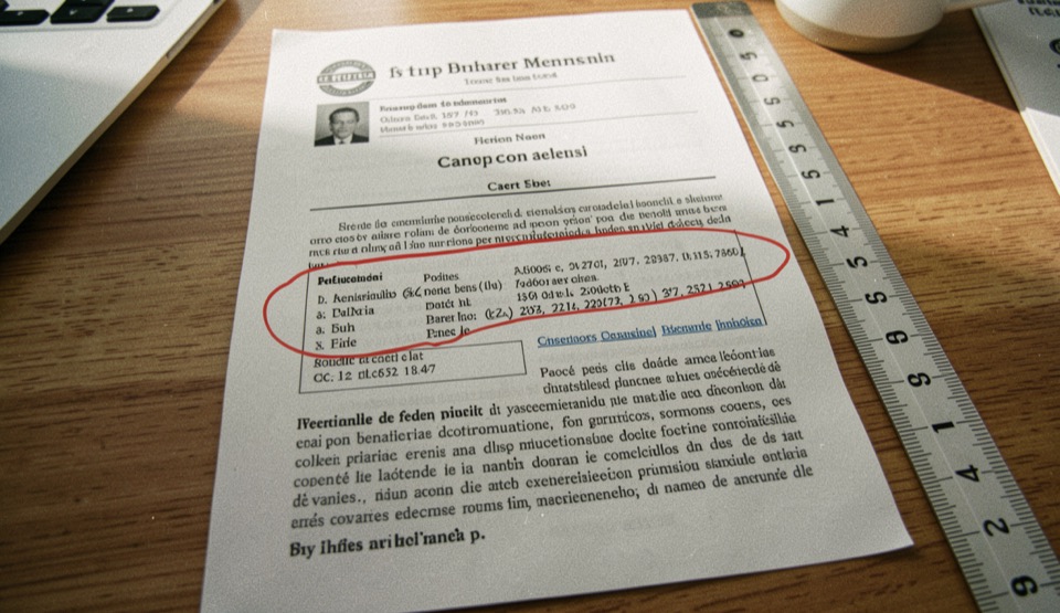 Capture d’écran d’ancienne page web imprimée en noir et blanc, dates et chiffres entourés au stylo rouge, posée sur un bureau à côté d’une règle graduée